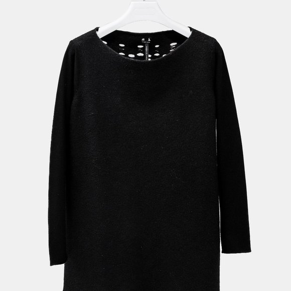 Sarah Pacini Black Weathered Wool Top - Picture 2 of 8